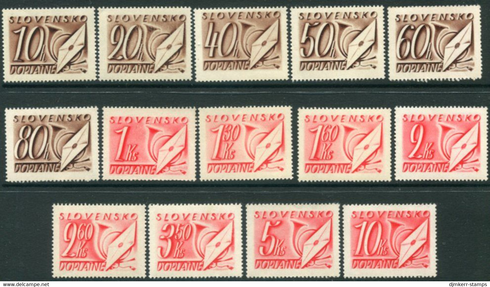 SLOVAKIA 1942 Postage Due Set Ecxept 1.10 Ks MNH / **.  Michel Porto 24-30, 32-38 - Neufs