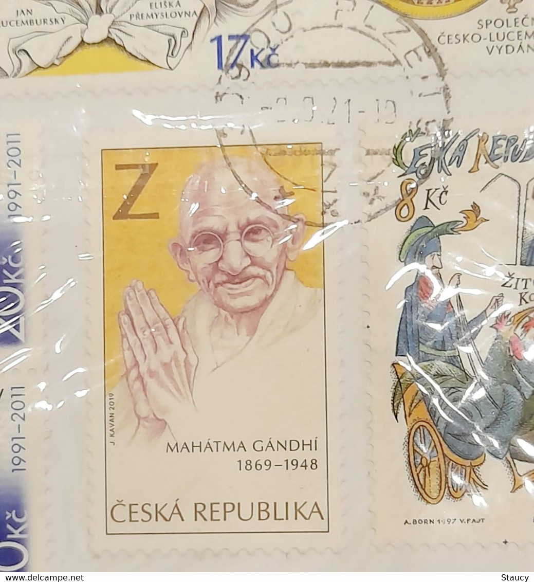 CZECH COMMERCIAL COVER On 150th Birth Of Mahatma Gandhi STAMPS Franked REGISTERED Cover Travelled To India - Storia Postale