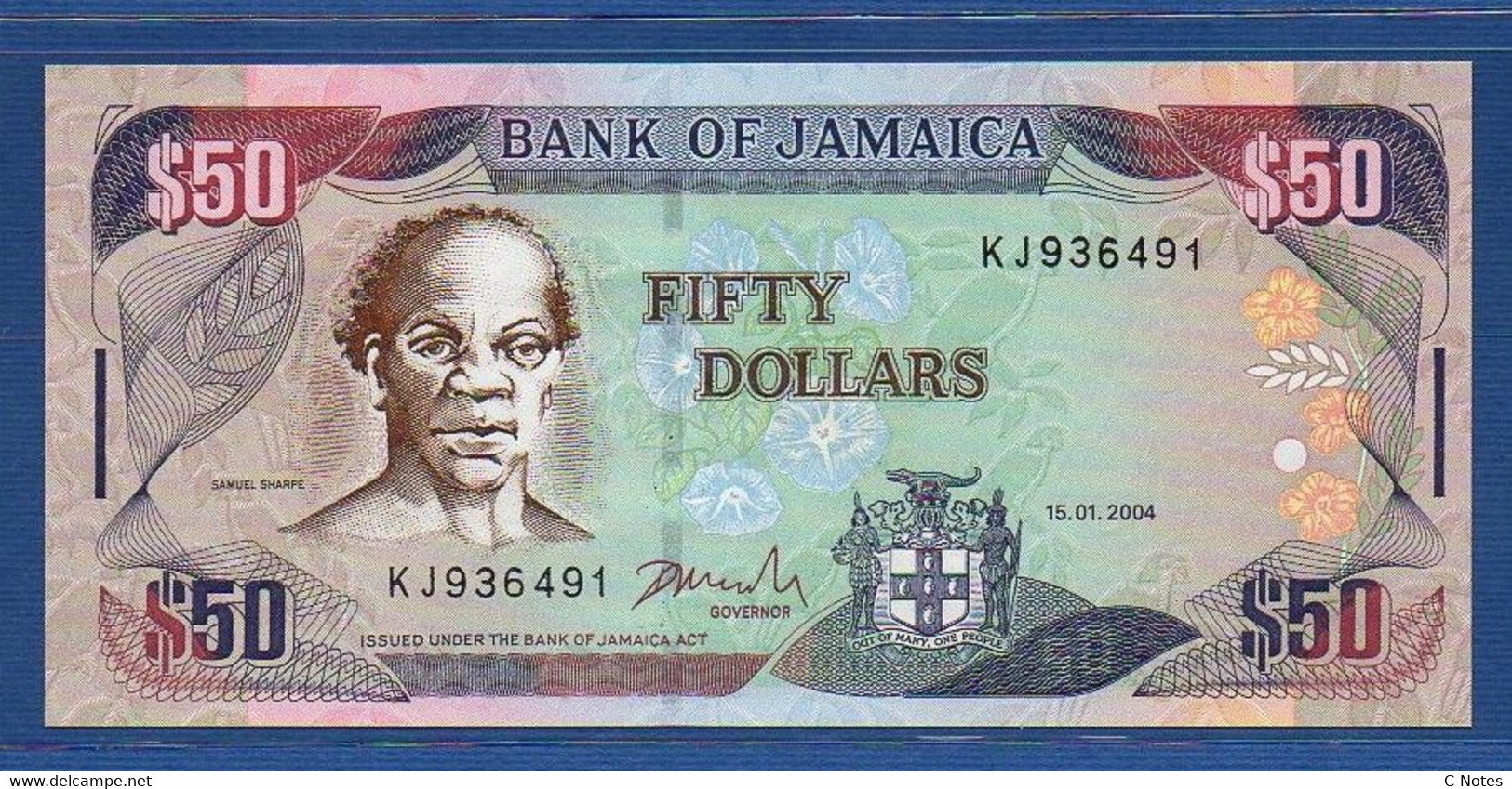 JAMAICA - P.79e – 50 Dollars 2004 UNC, Serie KJ936491 - Jamaica