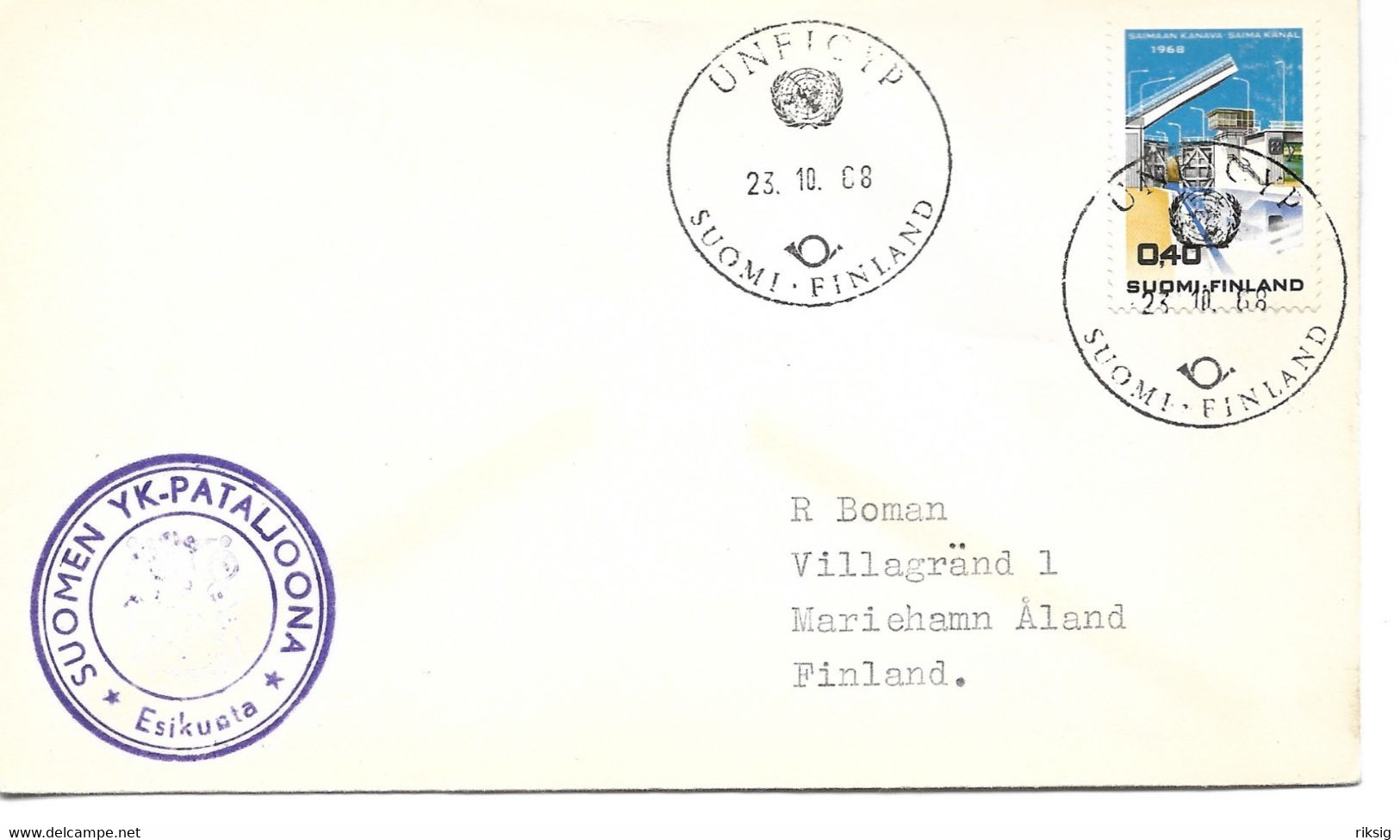 Finland - United Nations Postmark.  UNFICYP    H-1925 - Militari