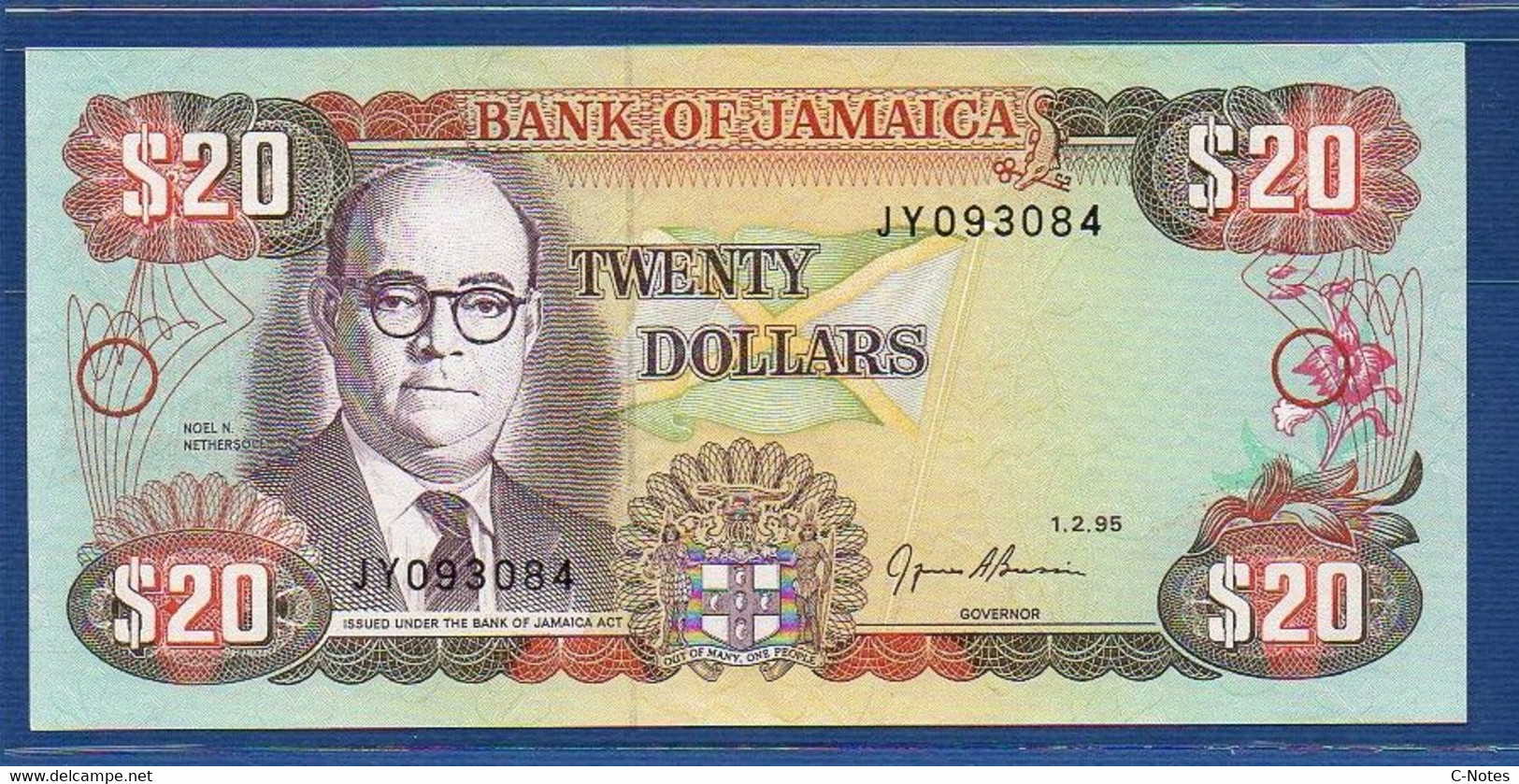 JAMAICA - P.72c – 20 Dollars 1995 UNC-, Serie JY093084 - Jamaica