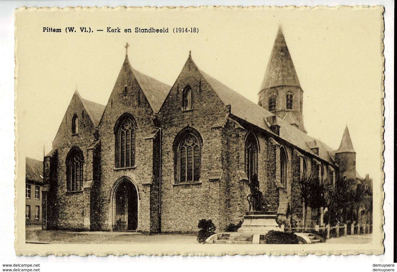 52479 - PITTEM KERK EN STANDBEELD - Pittem