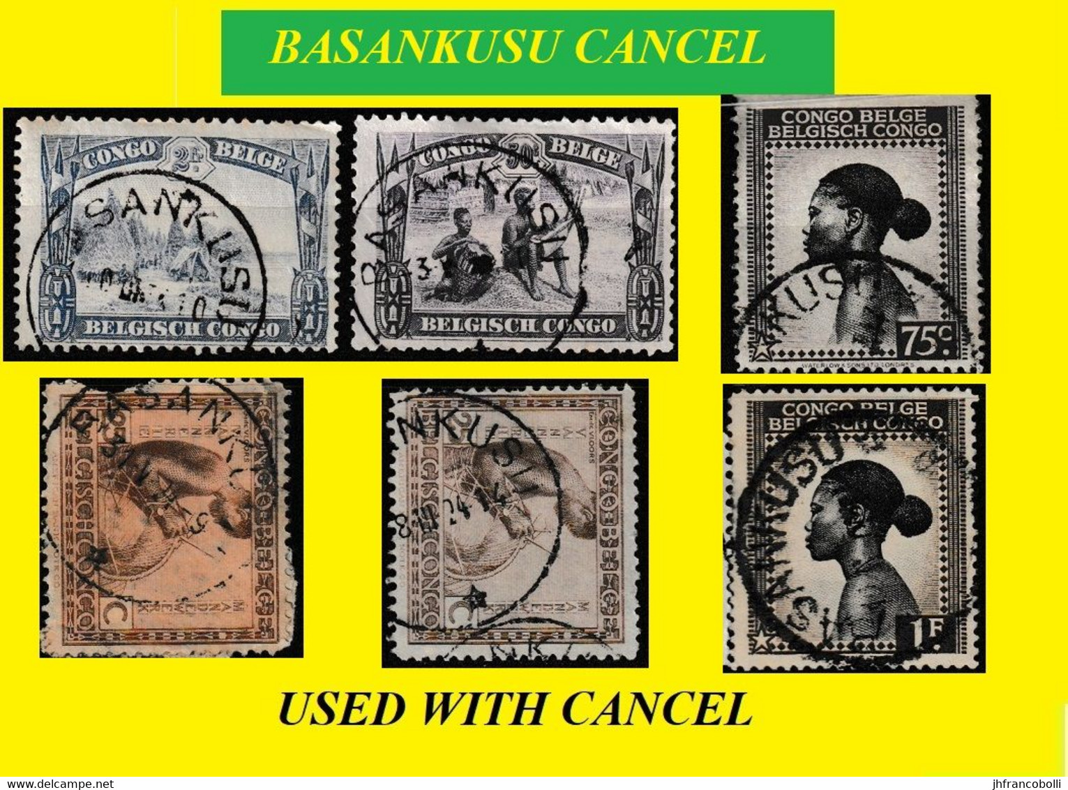 1948 (°) BASANKUSU BELGIAN CONGO / CONGO BELGE CANCEL STUDY [6] COB 178+173+256+257+2 X 110 [6 Stamps] - Abarten Und Kuriositäten