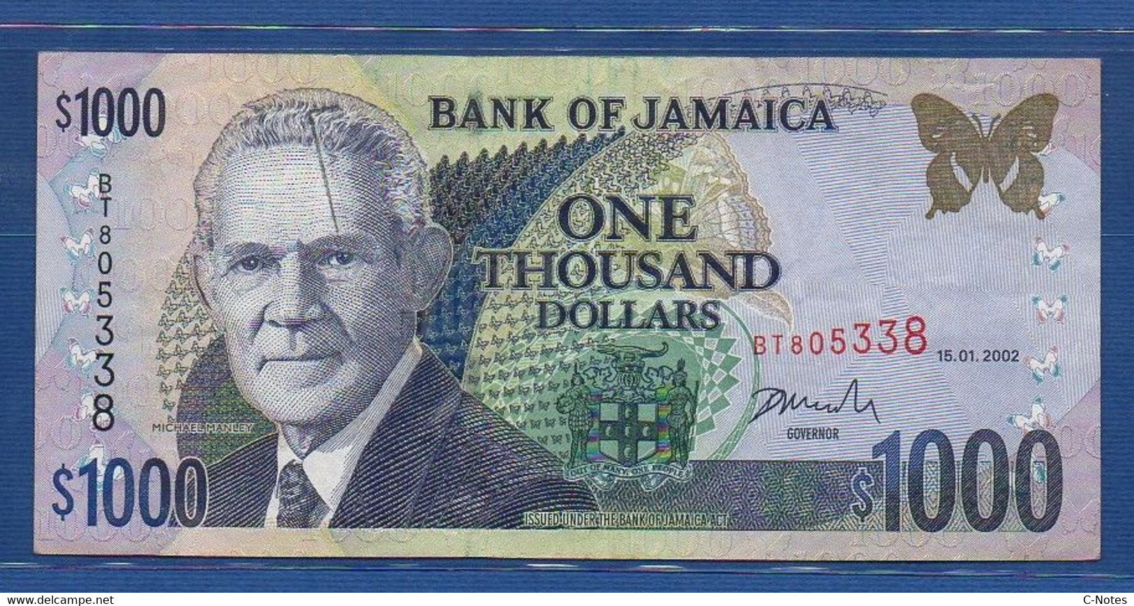 JAMAICA - P.82 – 1000 Dollars 2002 VF, Serie BT805338 - Jamaica