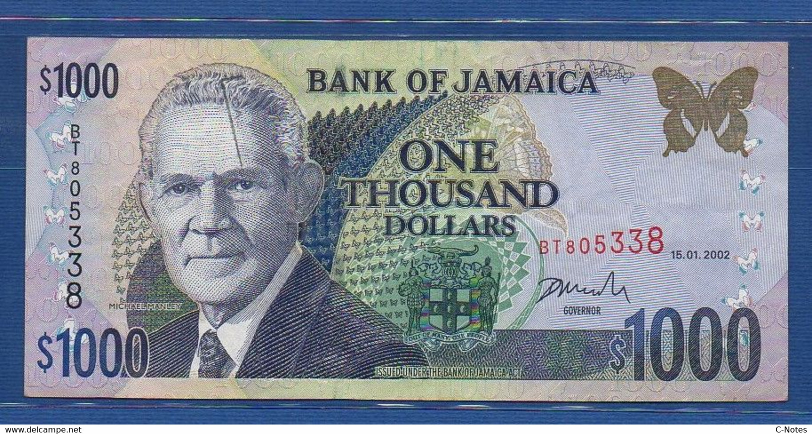 JAMAICA - P.82 – 1000 Dollars 2002 VF, Serie BT805338 - Jamaique