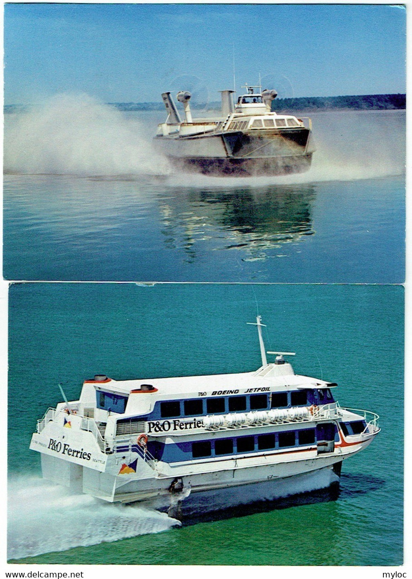 2x  Aéroglisseur. Jetfoil. Oostende/London. Overcraft P&O Ferriers. Ostende. Lot De 2 Cartes . - Hovercrafts