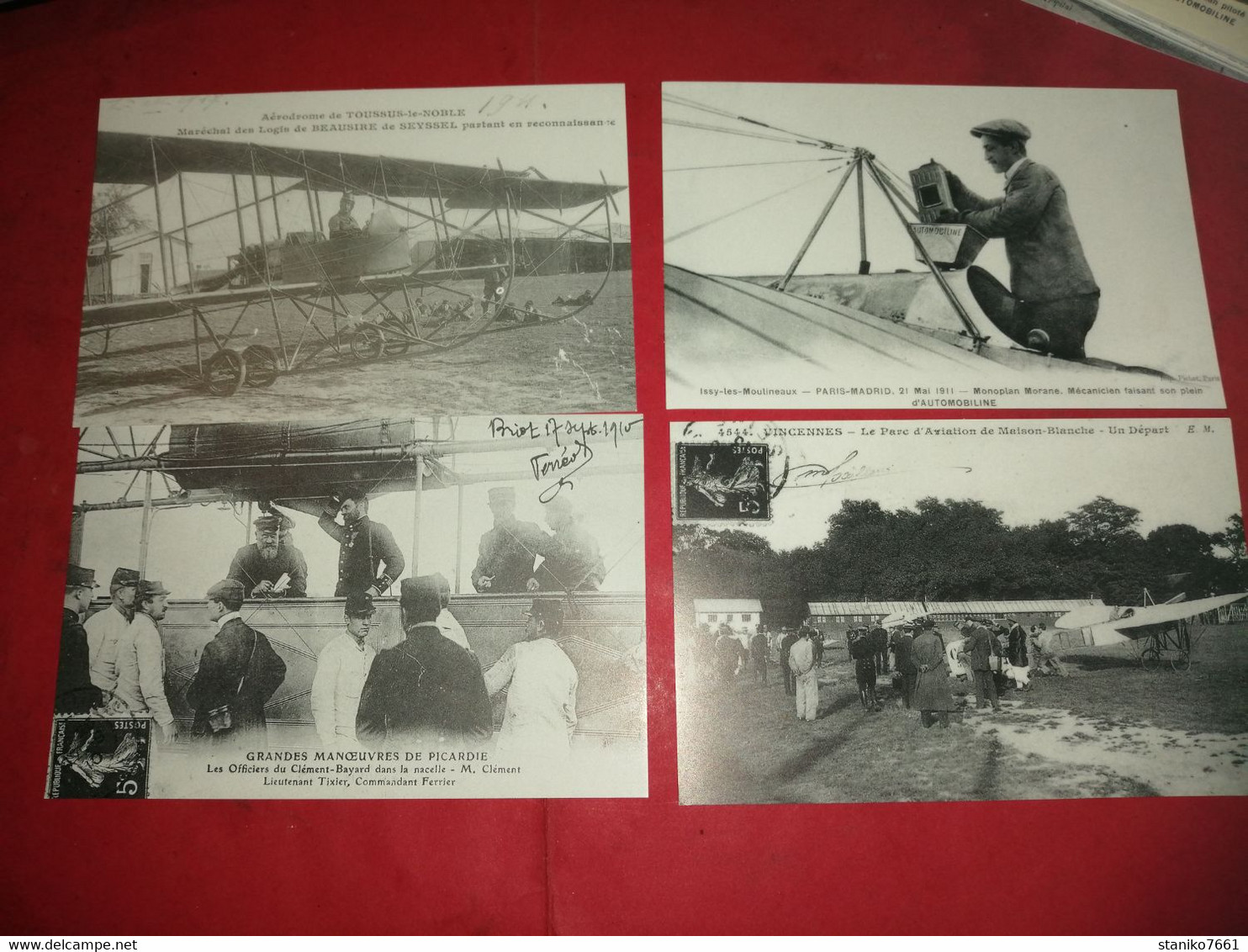 4 Carte Postale AVIATION TOUSSUS LE NOBLE ISSY LES MOULINEAUX GR MANOEUVRE PICARDIE MAISON BLANCHE VINCENNES Voir Photos - Autres & Non Classés