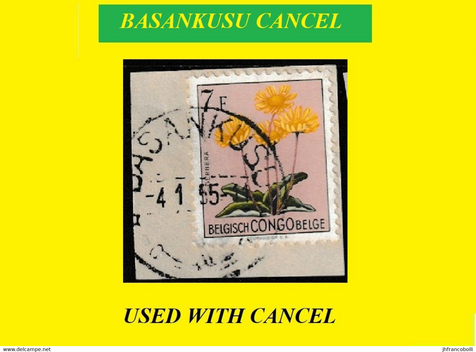 BASANKUSU BELGIAN CONGO / CONGO BELGE CANCEL STUDY [8] COB 318 TROPICAL FLOWER CENTRAL ROUND CANCEL - Plaatfouten En Curiosa