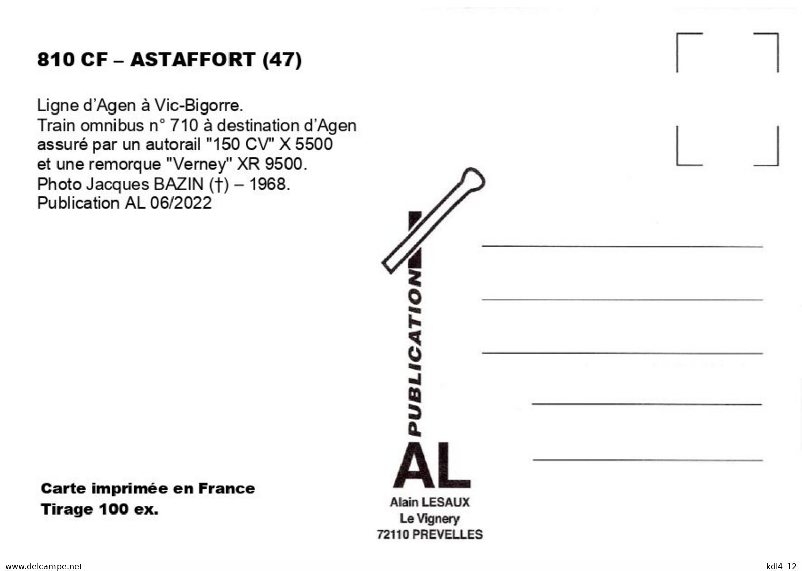 AL 810 - Autorail 150 CV En Gare - ASTAFFORT - Lot Et Garonne - SNCF - Astaffort