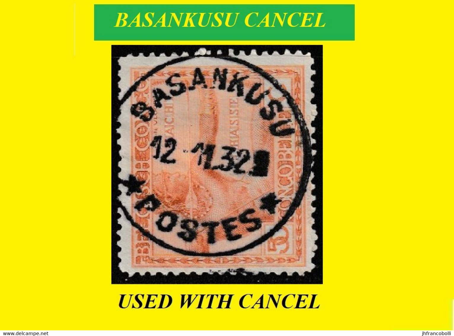 1906 (°) BASANKUSU BELGIAN CONGO / CONGO BELGE  CANCEL STUDY [11] COB 123 VLOORS NICE CENTRAL ROUND CANCEL - Errors & Oddities