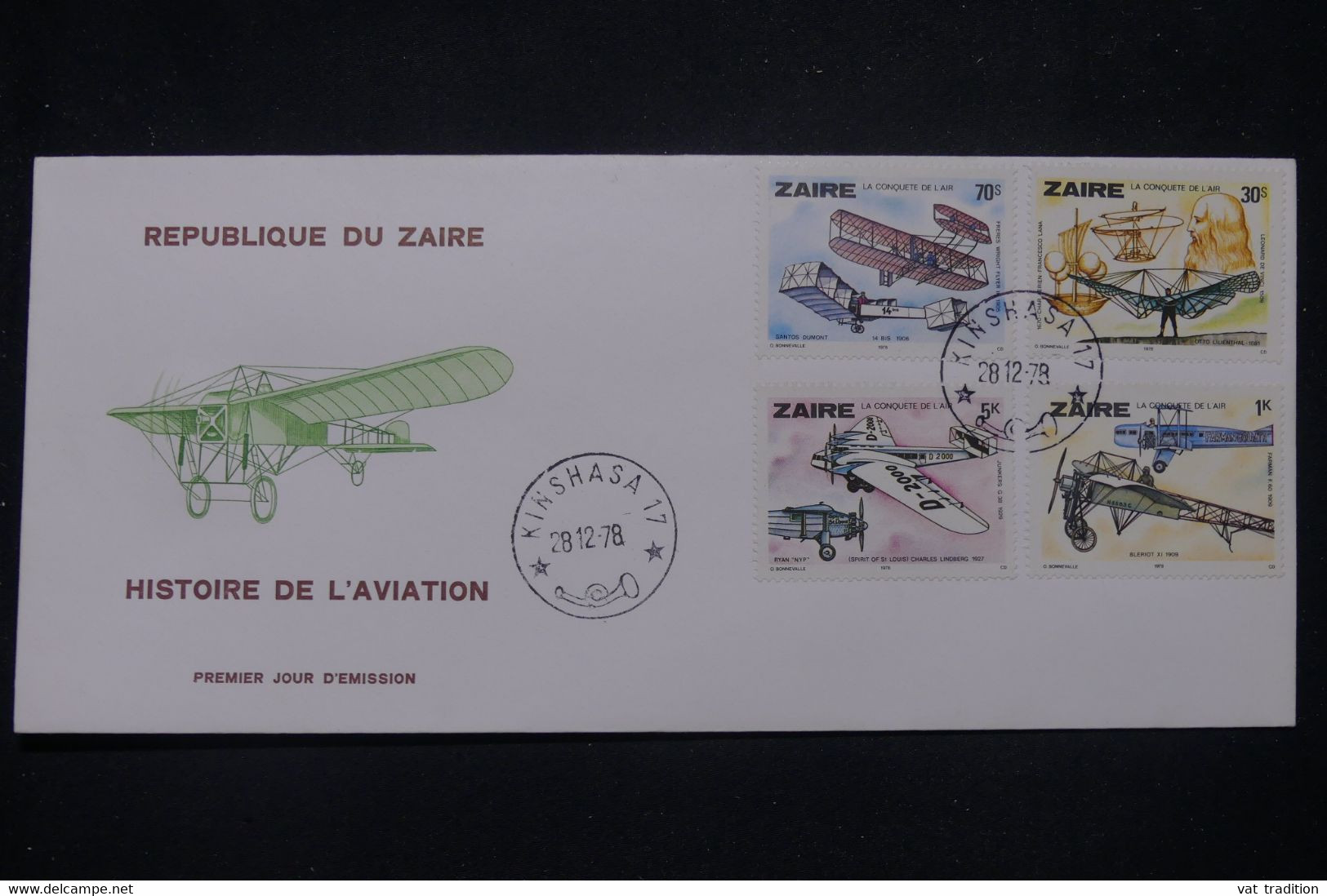 ZAÏRE - Enveloppe FDC En 1978 - Aviation - L 140240 - 1971-1979