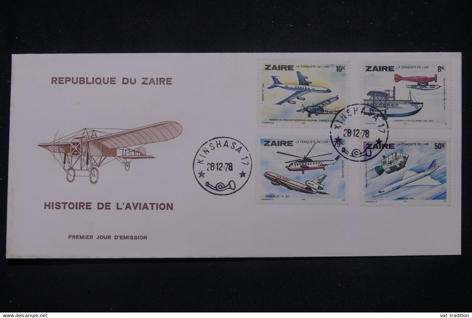 ZAÏRE - Enveloppe FDC En 1978 - Aviation - L 140241 - 1971-1979