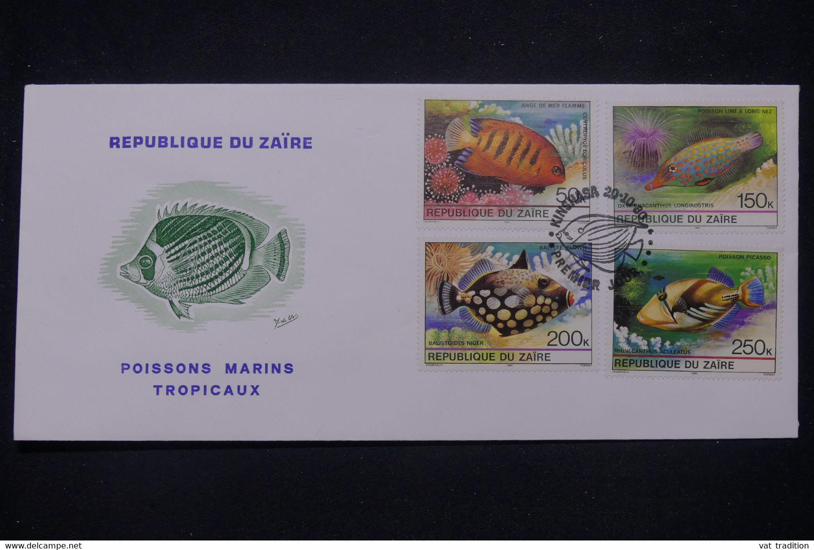 ZAÏRE - Enveloppe FDC En 1980 - Poissons - L 140243 - 1980-1989