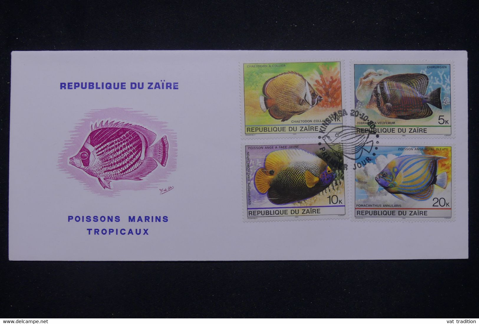 ZAÏRE - Enveloppe FDC En 1980 - Poissons - L 140244 - 1980-1989