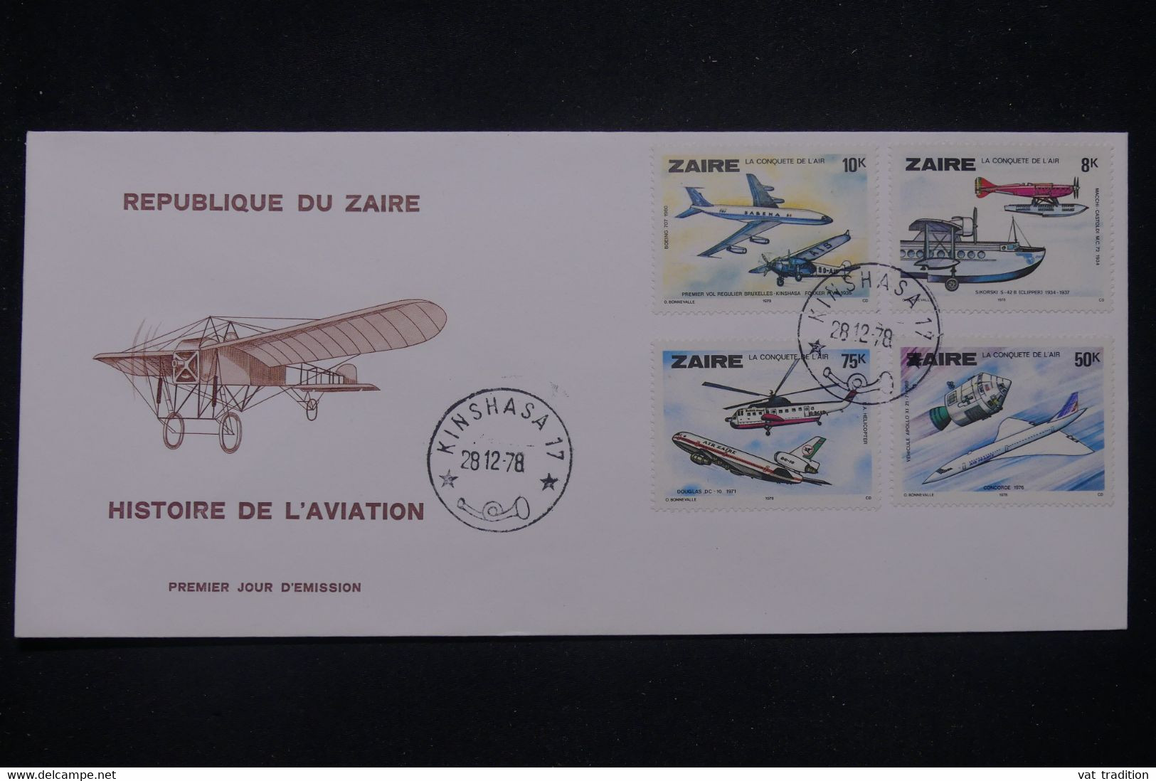 ZAÏRE - Enveloppe FDC En 1978 - Aviation - L 140247 - 1971-1979