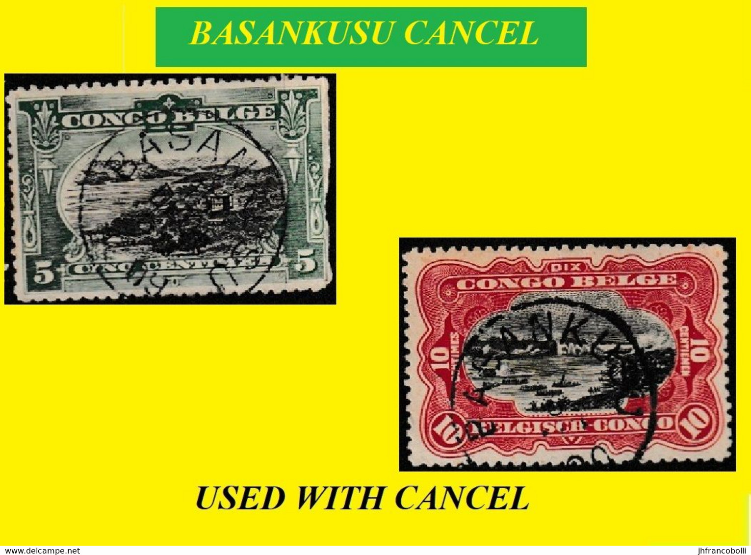 1906 (°) BASANKUSU BELGIAN CONGO / CONGO BELGE  CANCEL STUDY [12] COB 054+065 LANDSCAPES NICE CENTRAL ROUND CANCEL - Varietà E Curiosità