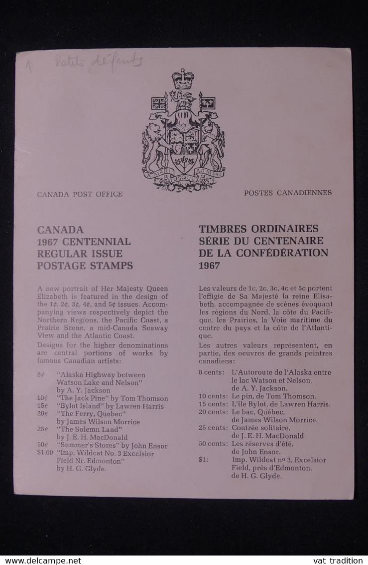 CANADA - Document Philatélique En 1967 - Timbres Ordinaires , Série Du Centenaire De La Confédération - L 140249 - Lettres & Documents