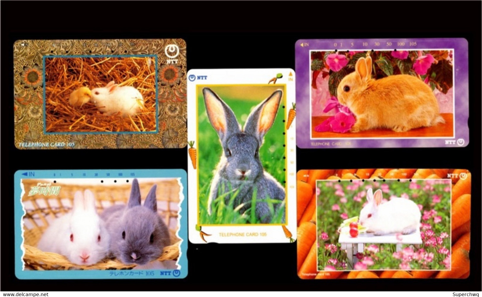 Japan Phonecard，Animal，rabbit，5 Pcs - Türkei