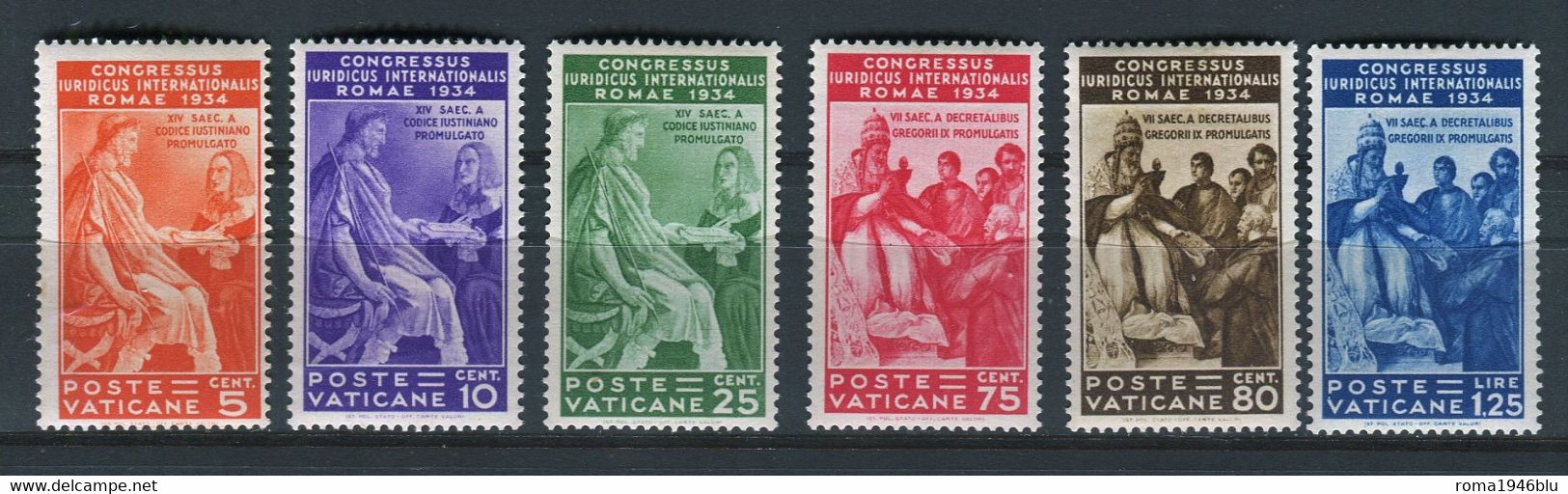 VATICANO 1935 CONGRESSO GIURIDICO SERIE CPL.* GOMMA ORIGINALE  CERTIFICATO STORICO ALBERTO DIENA - Unused Stamps