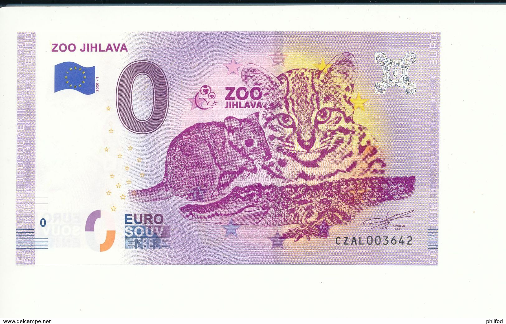 Billet Touristique 0 Euro - ZOO JIHLAVA - CZAL - 2020-1 - N° 3642 - Billet épuisé - Autres & Non Classés