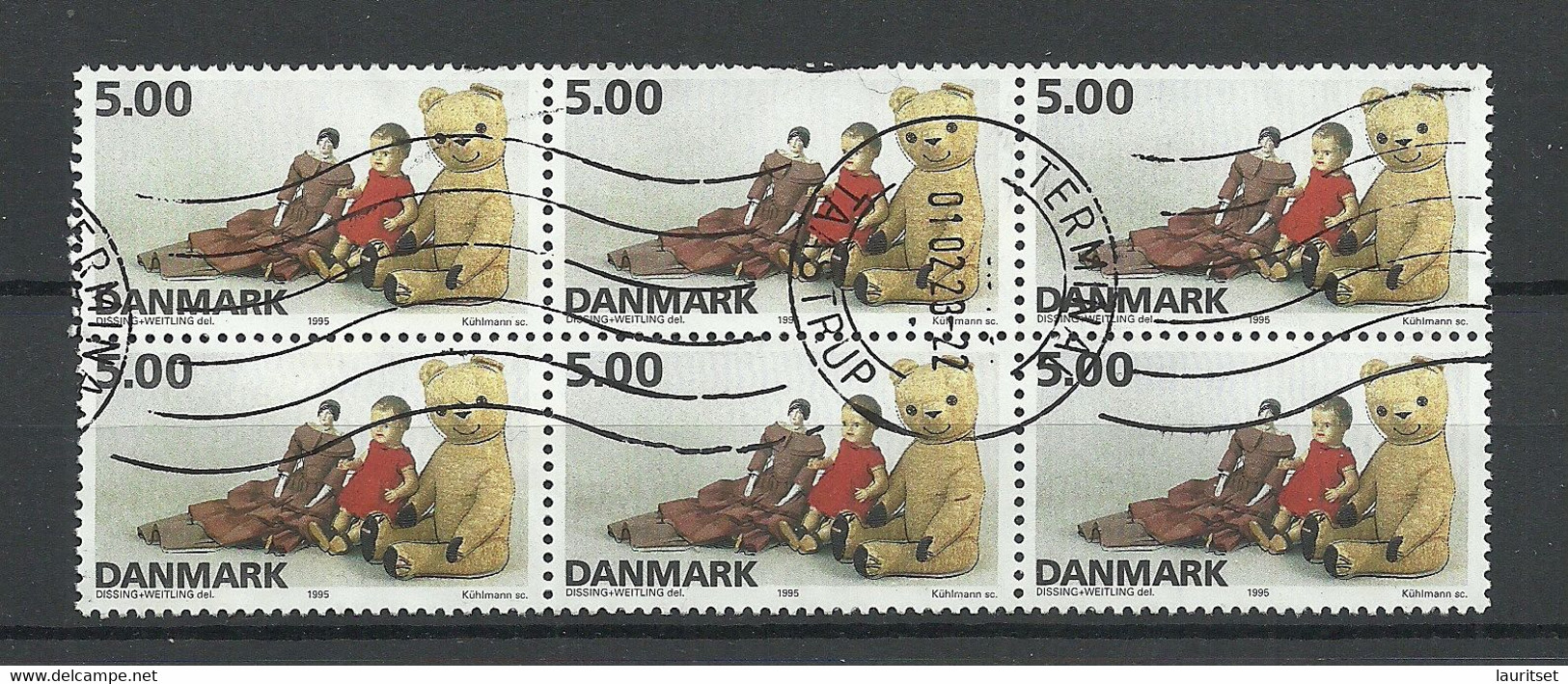 DENMARK Dänemark 1995 Michel 1113 S 6-block O Spielzeuge Toys Teddy Bear Etc. - Puppen