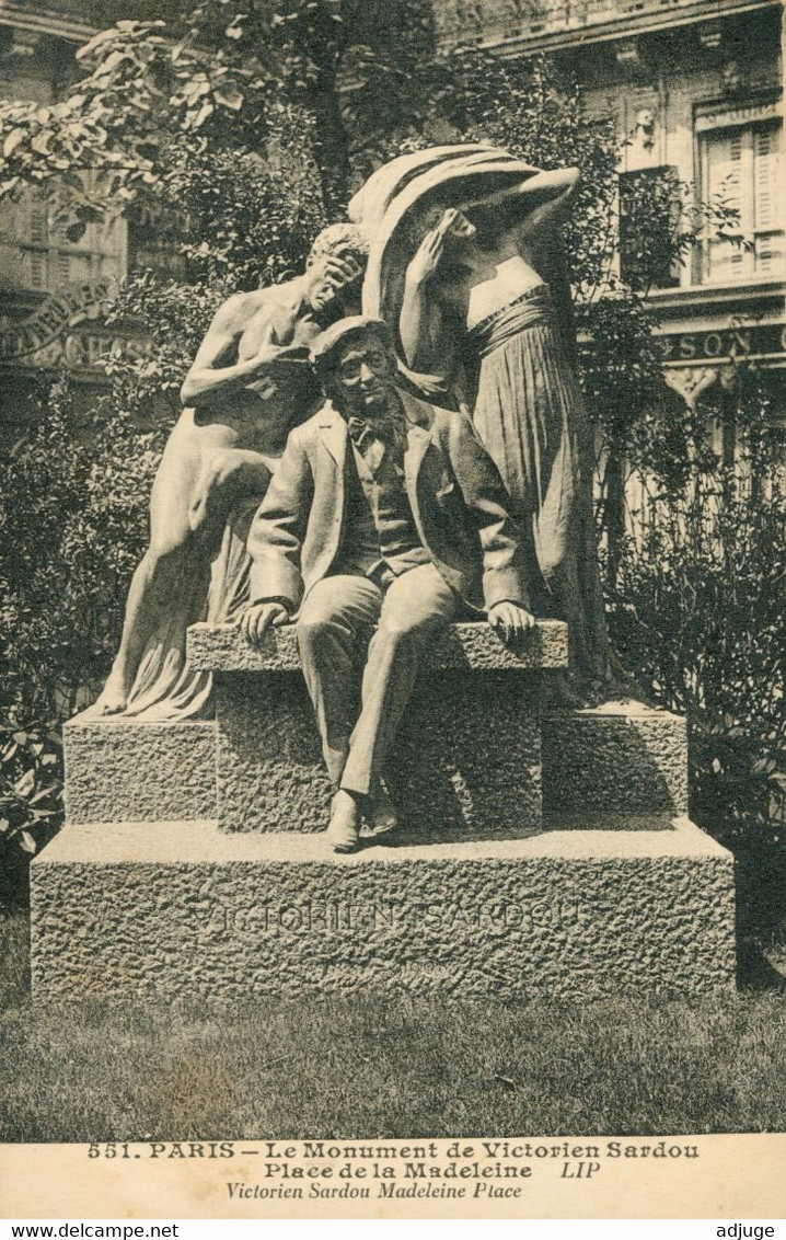 CPA-75 - PARIS -Le Monument De Victorien SARDOU , Place De La Madeleine -Ann.1923  * 2sca - Statues