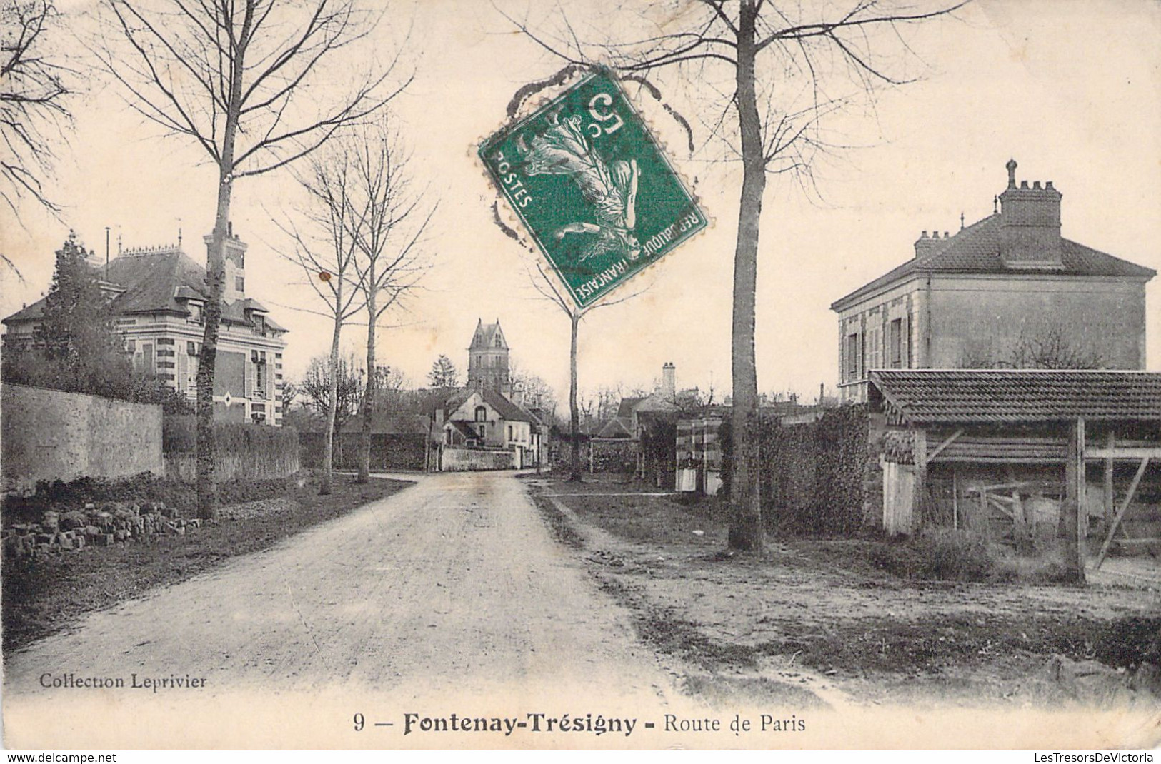 FRANCE - 77 - FONTENAY TRESIGNY - Route De Paris - Collection LEPRIVIER - Carte Poste Ancienne - Fontenay Tresigny