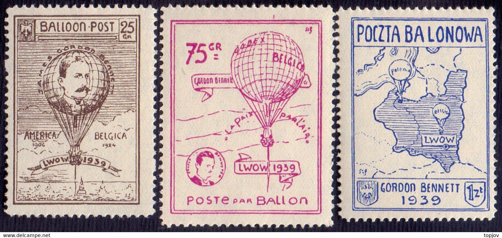 POLAND - GORDON BENNETT - POCZTA BALONOWA  LWOW - **MNH - 1939 - Viñetas