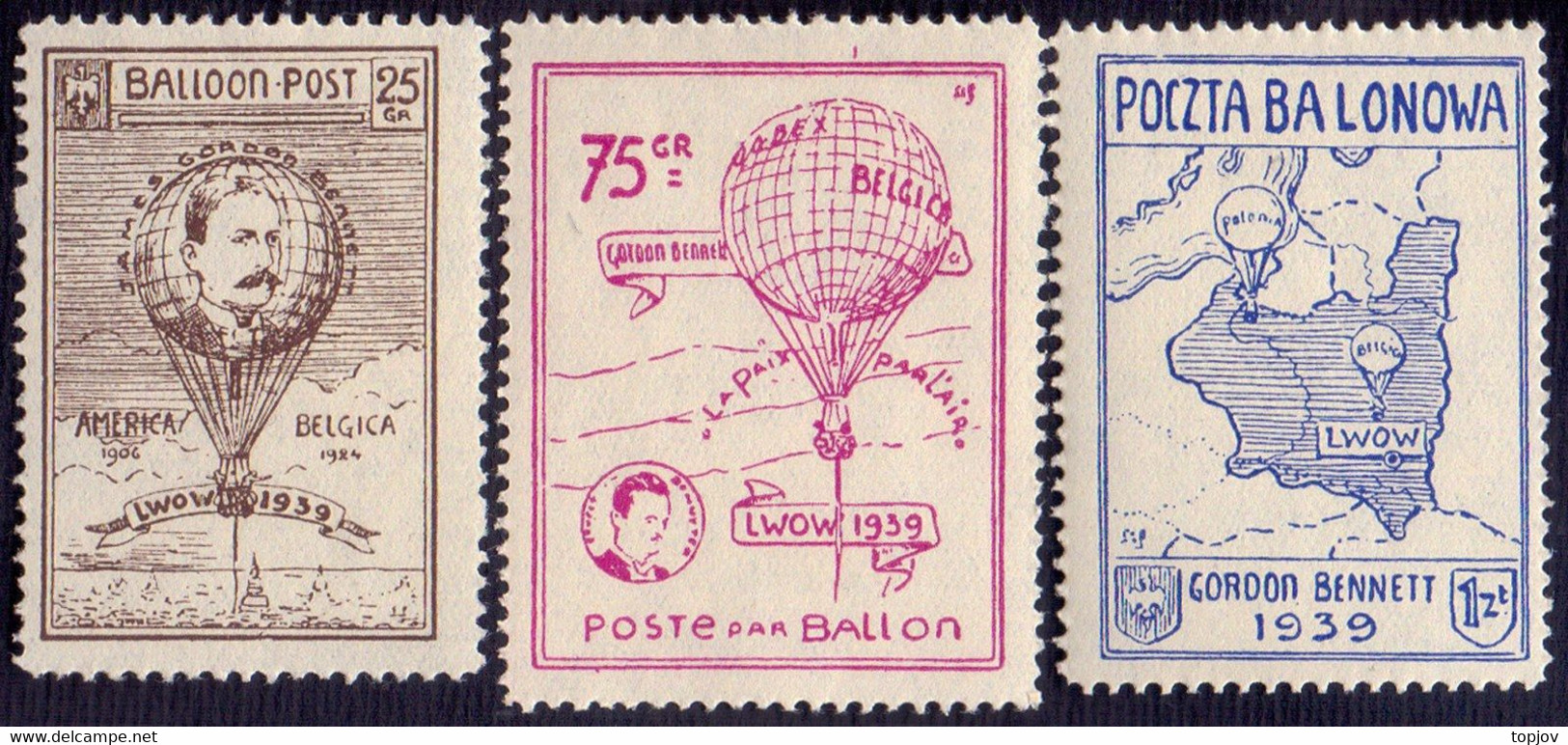 POLAND - GORDON BENNETT - POCZTA BALONOWA  LWOW - **MNH - 1939 - Labels