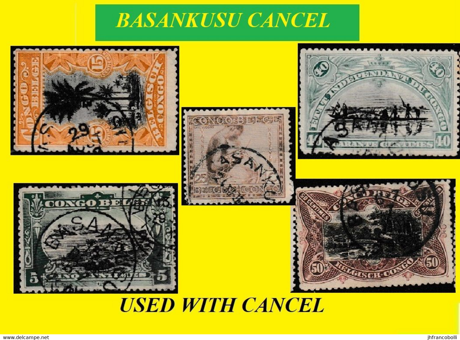 1910/1925 (°) BASANKUSU BELGIAN CONGO / CONGO BELGE  CANCEL STUDY [14] EIC 23 +COB 54+59+69+110 - Varietà E Curiosità