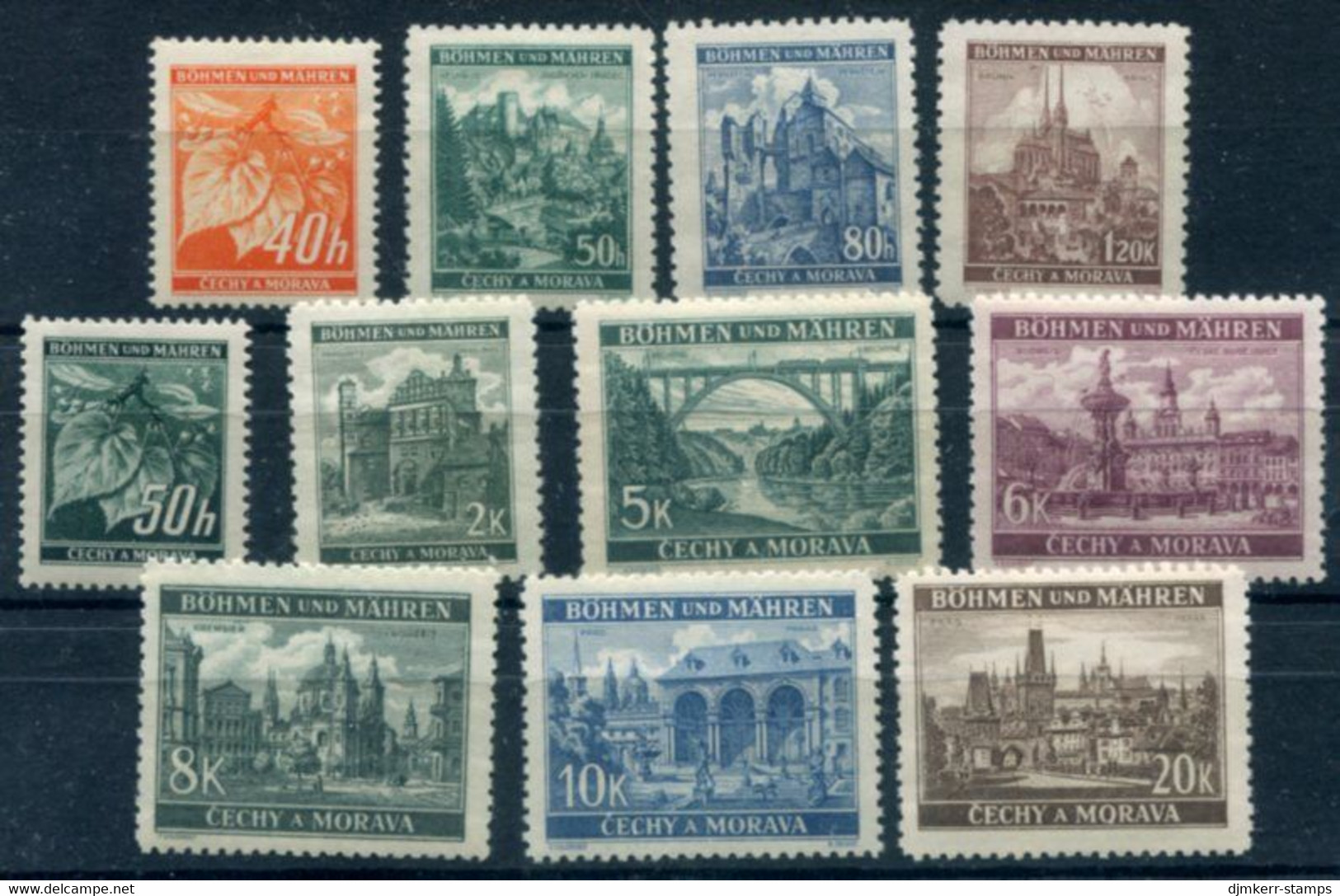 BOHEMIA & MORAVIA 1940 Definitive New Values  MNH / **.   Michel 38-41, 55-61 - Oblitérés