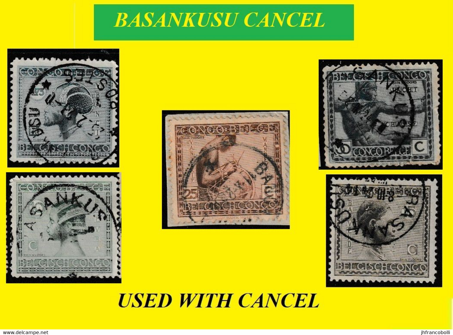 1923/1925 (°) BASANKUSU BELGIAN CONGO / CONGO BELGE  CANCEL STUDY [15] COB 107+108+110+112+131 FIVE VLOORS STAMPS - Variétés Et Curiosités