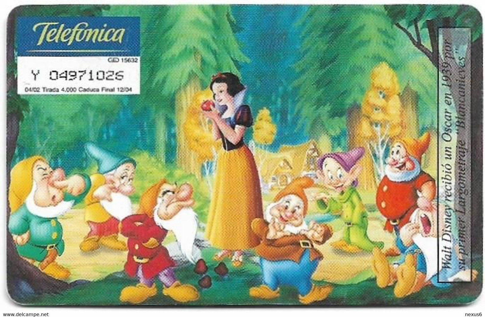 Spain - Telefónica - Disney Snow White And 7 Dwarfs 2/8 - P-515 - 04.2002, 3€, 4.000ex, Used - Privatausgaben