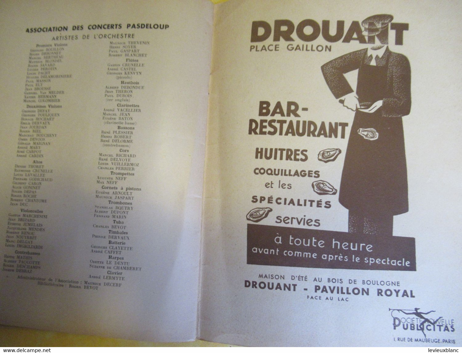 Programme ancien/Théâtre National de l'Opéra Comique/Concerts PASDELOUP/Festival RAVEL/A. Helmann/1938    PROG325