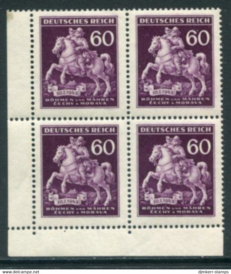 BOHEMIA & MORAVIA 1943 Stamp Day Block Of 4 MNH / **.  Michel 113 - Unused Stamps