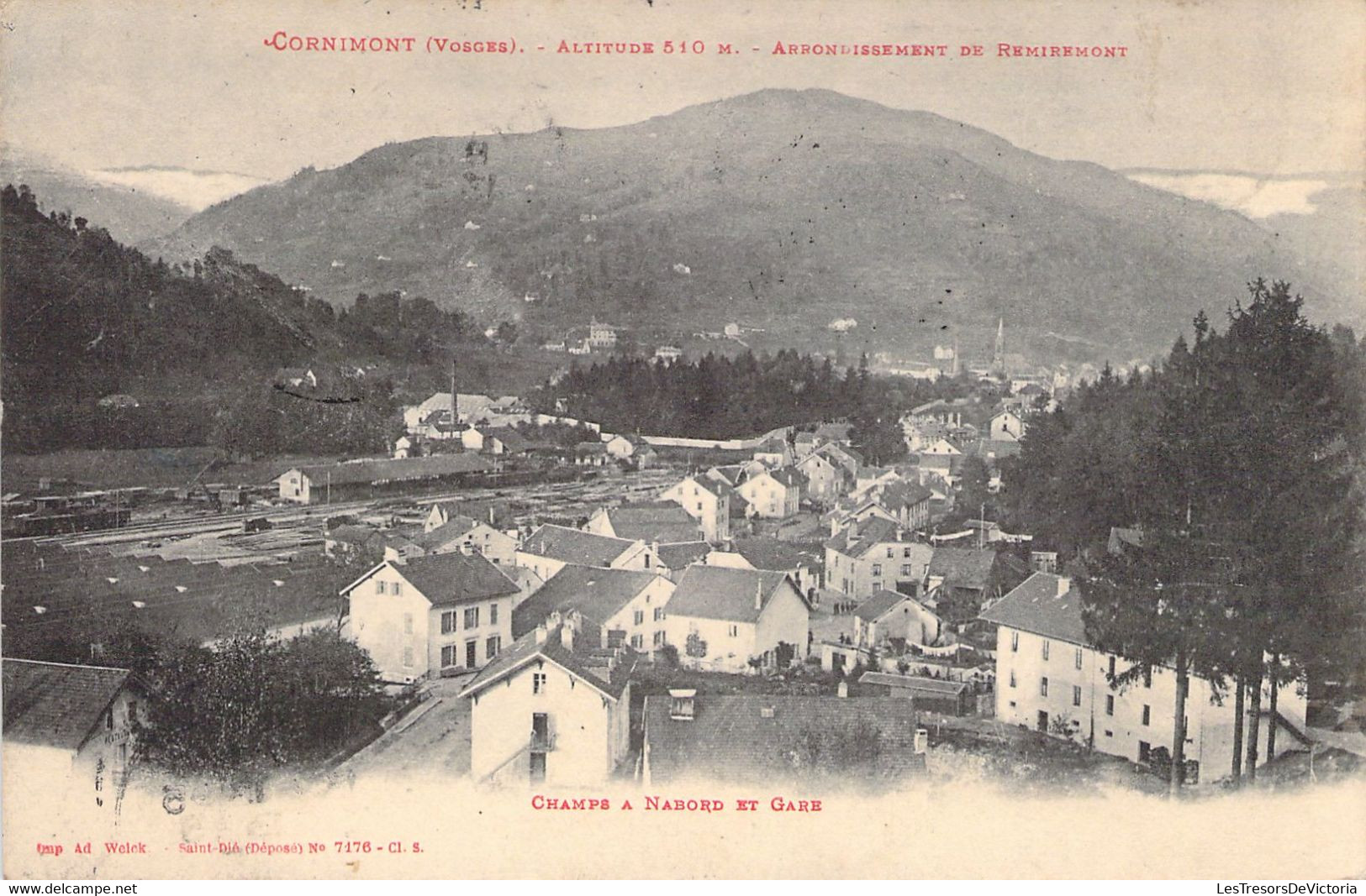 FRANCE - 88 - CORNIMONT - Champs à Nabord Et Gare - Welck 7176 - Carte Postale Ancienne - Cornimont