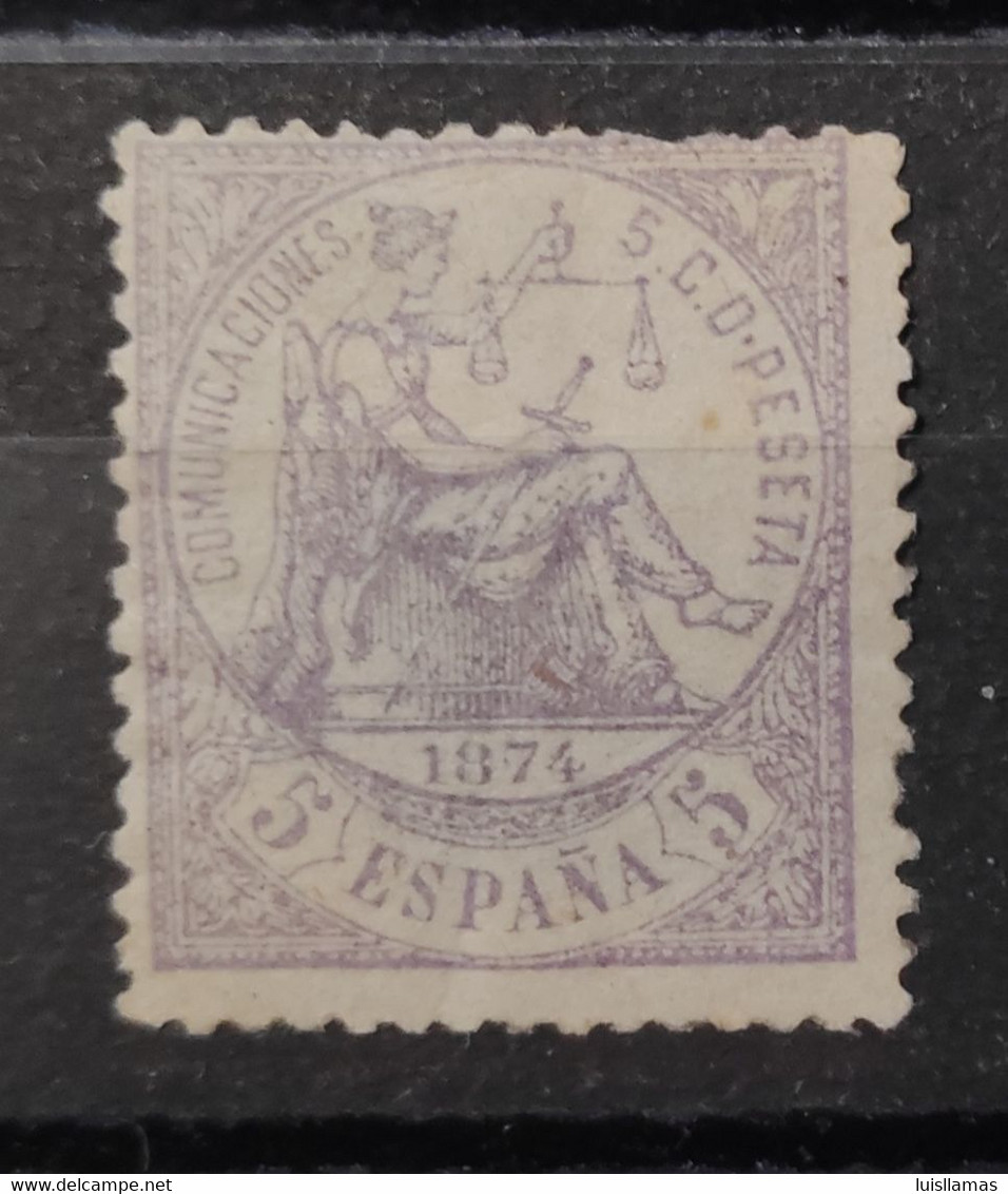 España 1874 Alegoría De La Justicia, 5  Ct. Con Goma, En Buen Estado - Unused Stamps