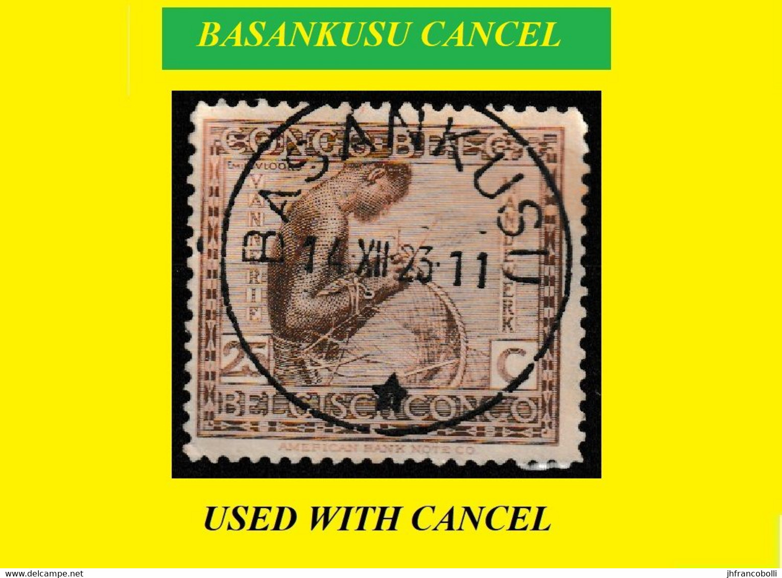 1923 (°) BASANKUSU BELGIAN CONGO / CONGO BELGE CANCEL STUDY [17] COB 110 VLOORS NICE CENTRAL CANCEL - Errors & Oddities