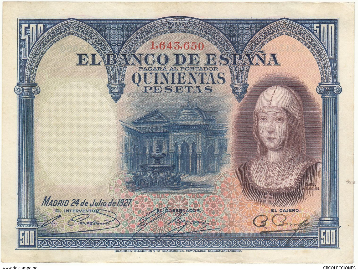 CRBS0683 BILLETE ESPAÑA 500 PESETAS 1927 MBC+ - 500 Pesetas