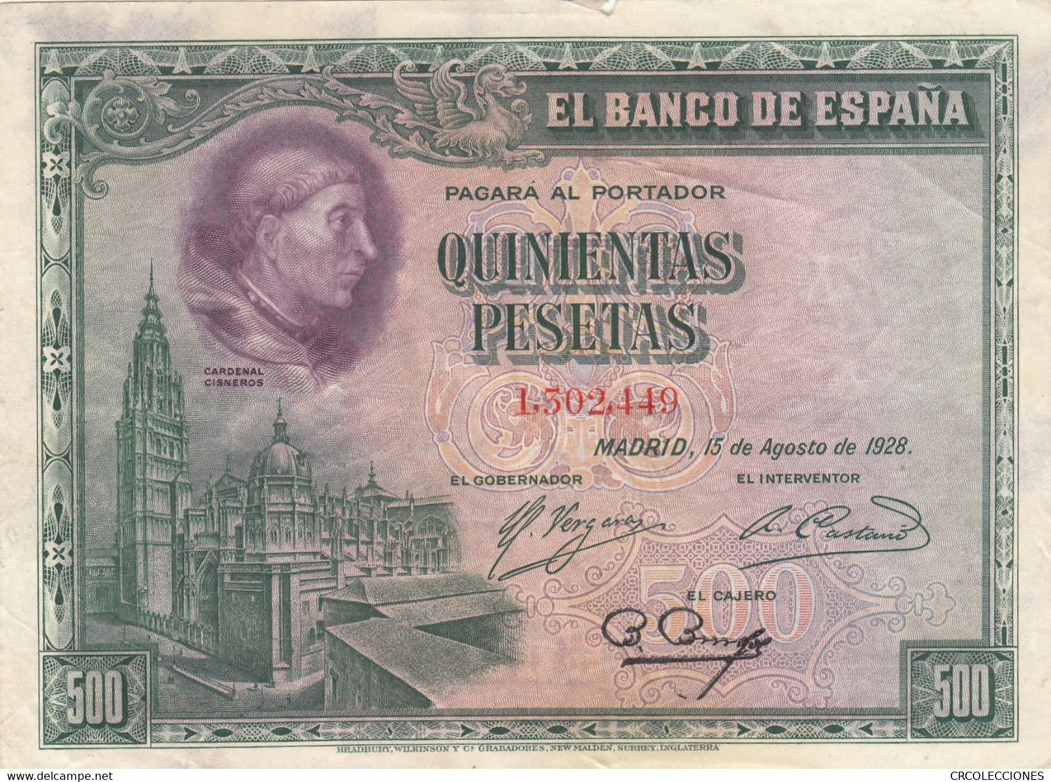 CRBS0689 BILLETE ESPAÑA 500 PESETAS 1928 - 500 Peseten