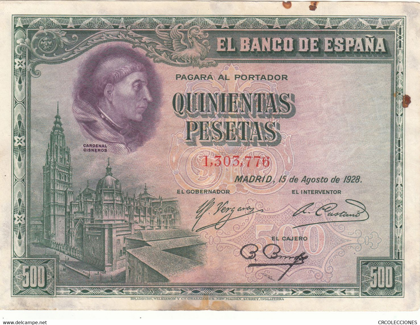 CRBS0693 BILLETE ESPAÑA 500 PESETAS 1928 - 500 Peseten