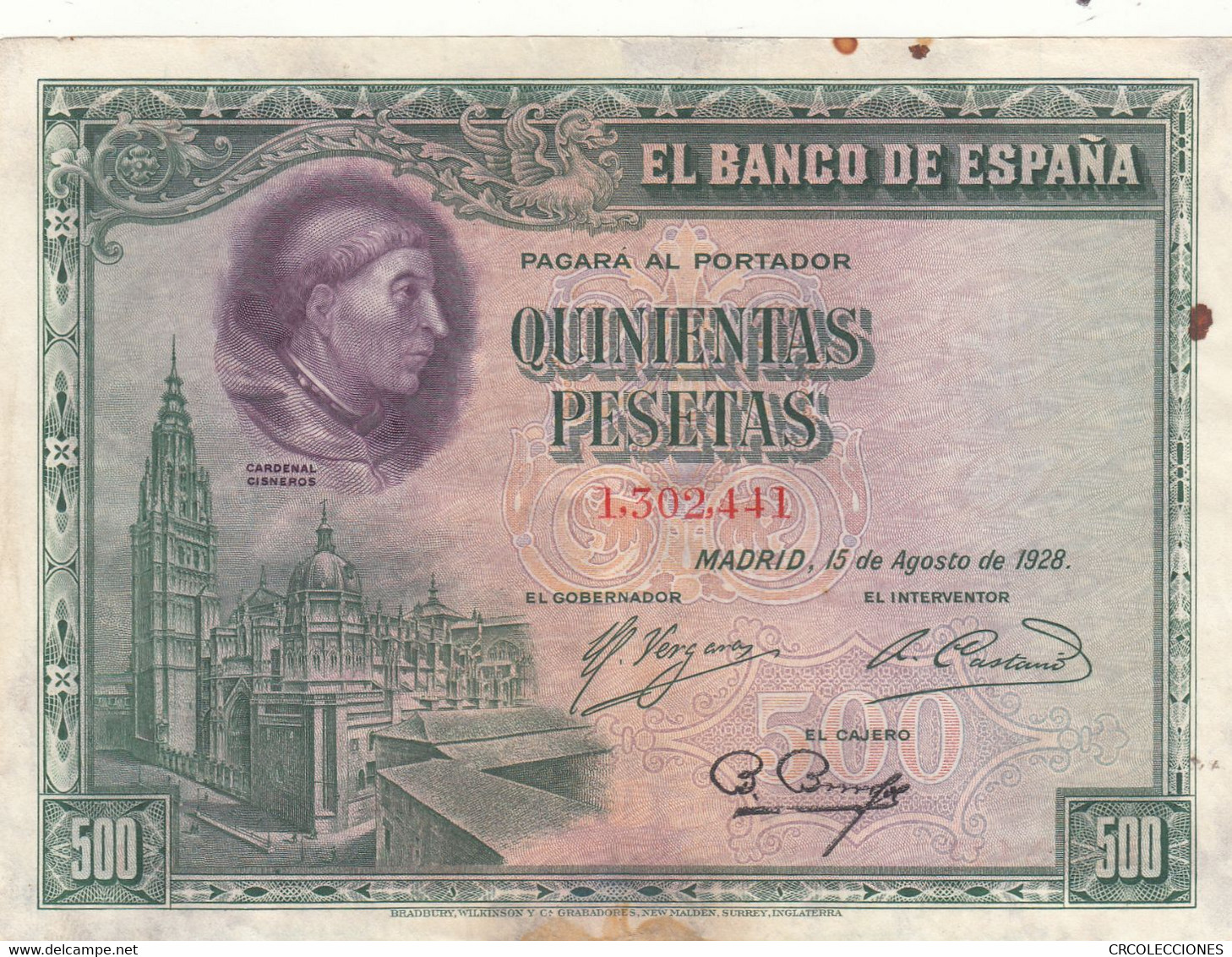 CRBS0694 BILLETE ESPAÑA 500 PESETAS 1928 - 500 Pesetas