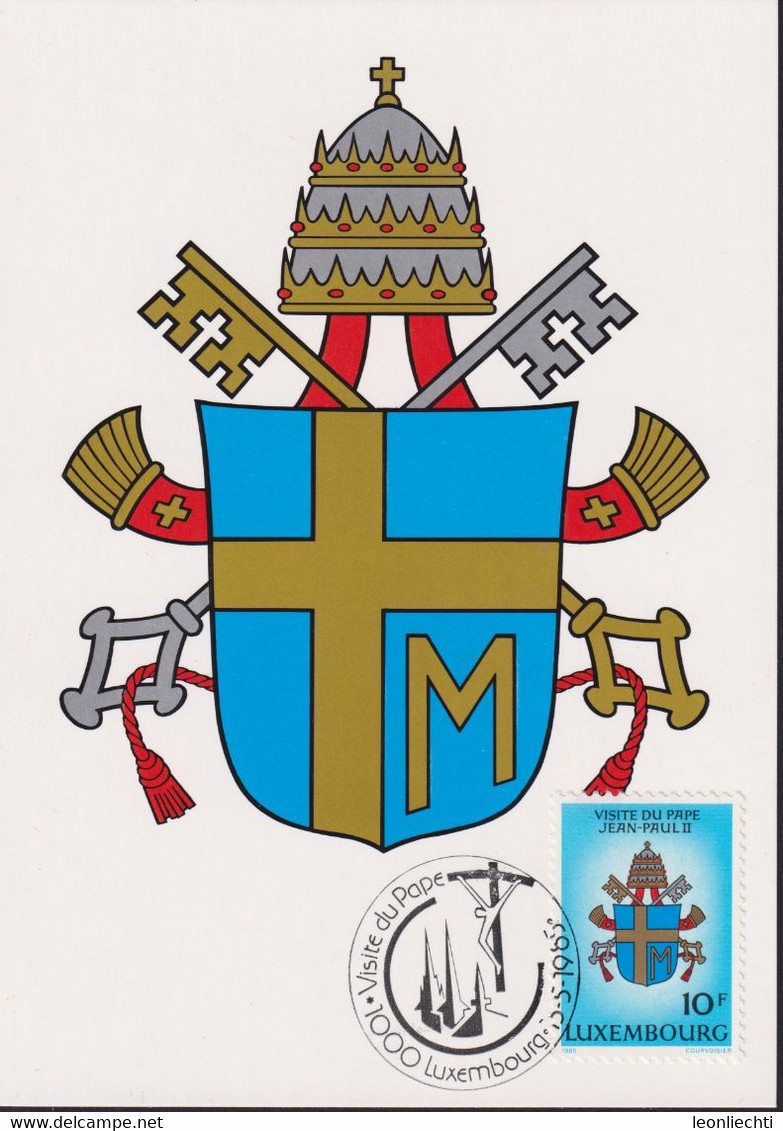 1985 Luxemburg,  Mi: LU 1124 / Yt: LU 1074,  Papstbesuch Jean Paul II. - Maximumkarten