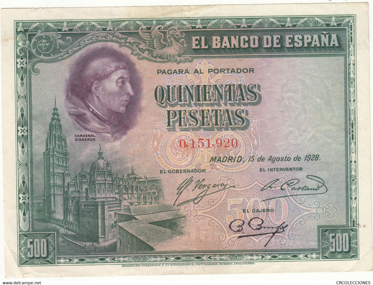 CRBS0702 BILLETE ESPAÑA 500 PESETAS 1928 - 500 Peseten