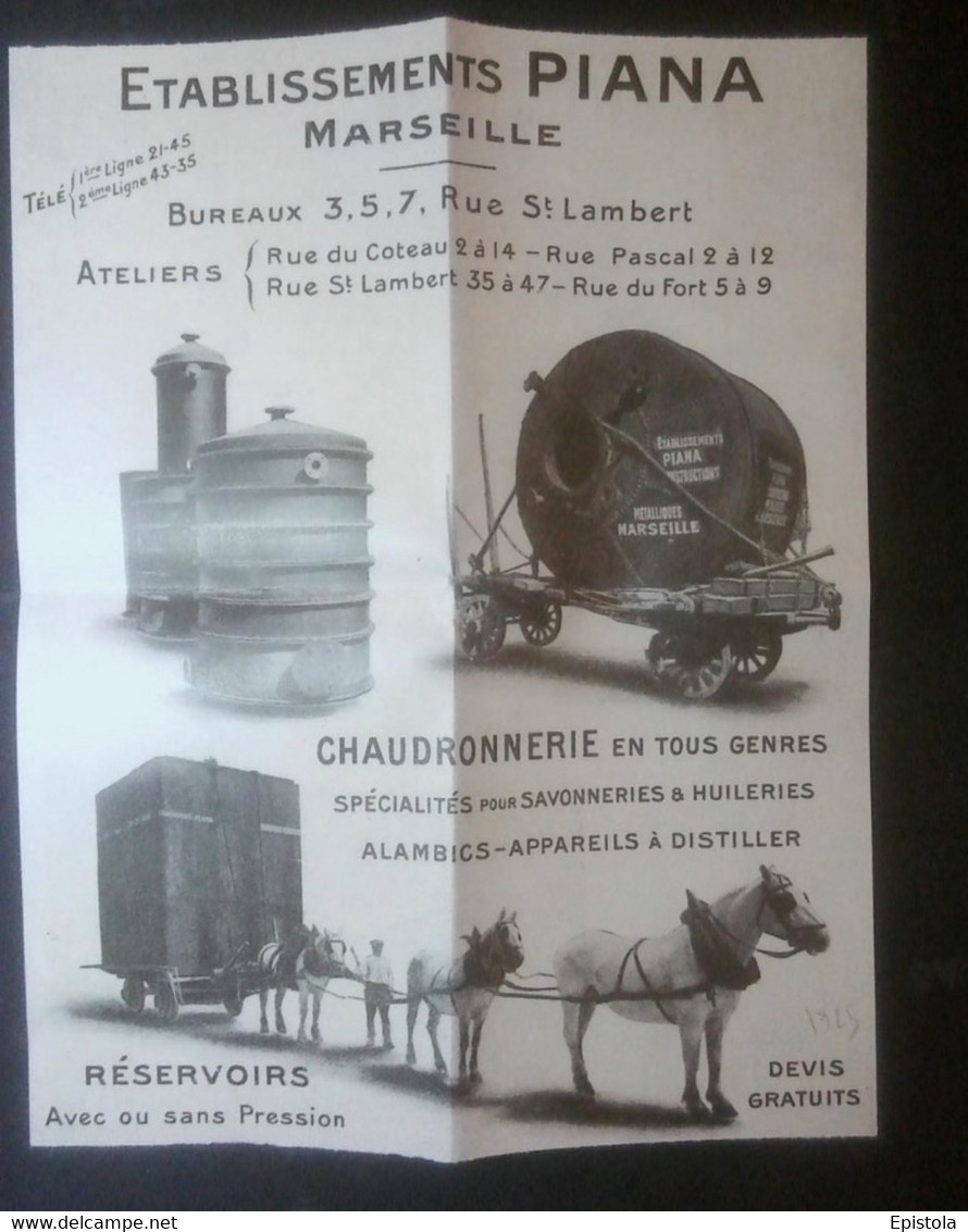 ► Réservoir Mobile Attelage Chevaux Ets PIANA Marseille - Page Coupure De Presse 1925  (Encadré Photo) - Matériel Et Accessoires