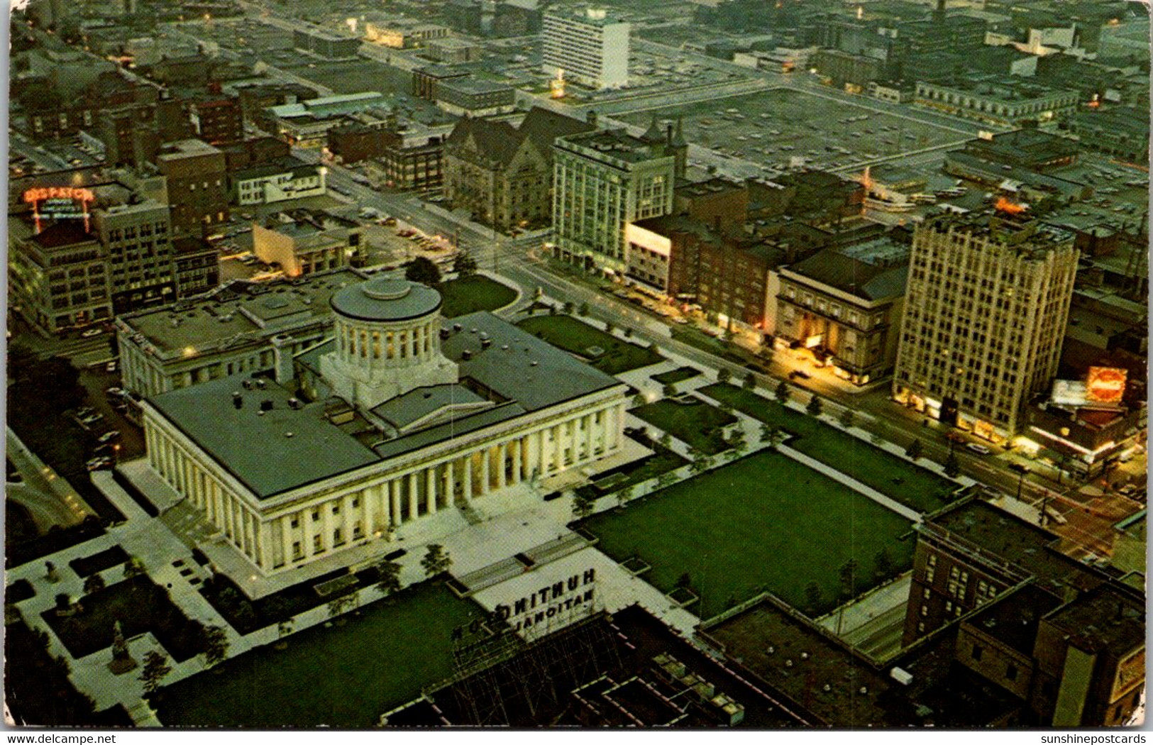 Ohio Columbus Twilight View Of Downtown With State Capitol In Foreground - Columbus