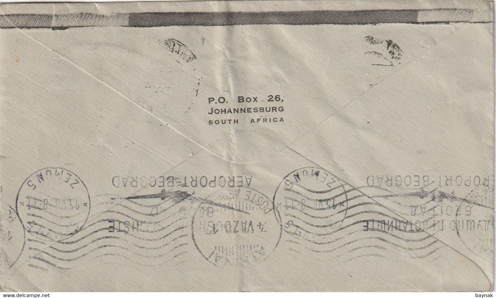 SOUTH   AFRICA  --  BRIEF  --   BY AIR MAIL  --   1938  --  JOHANNESBURG  TO ZAGREB, CROATIA - Airmail