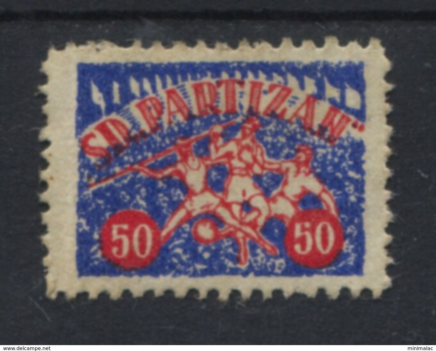 Yugoslavia 60th, Sports Society Partizan, Stamp For Membership, Sport, Boxing, Football, Throwing Spears - Service