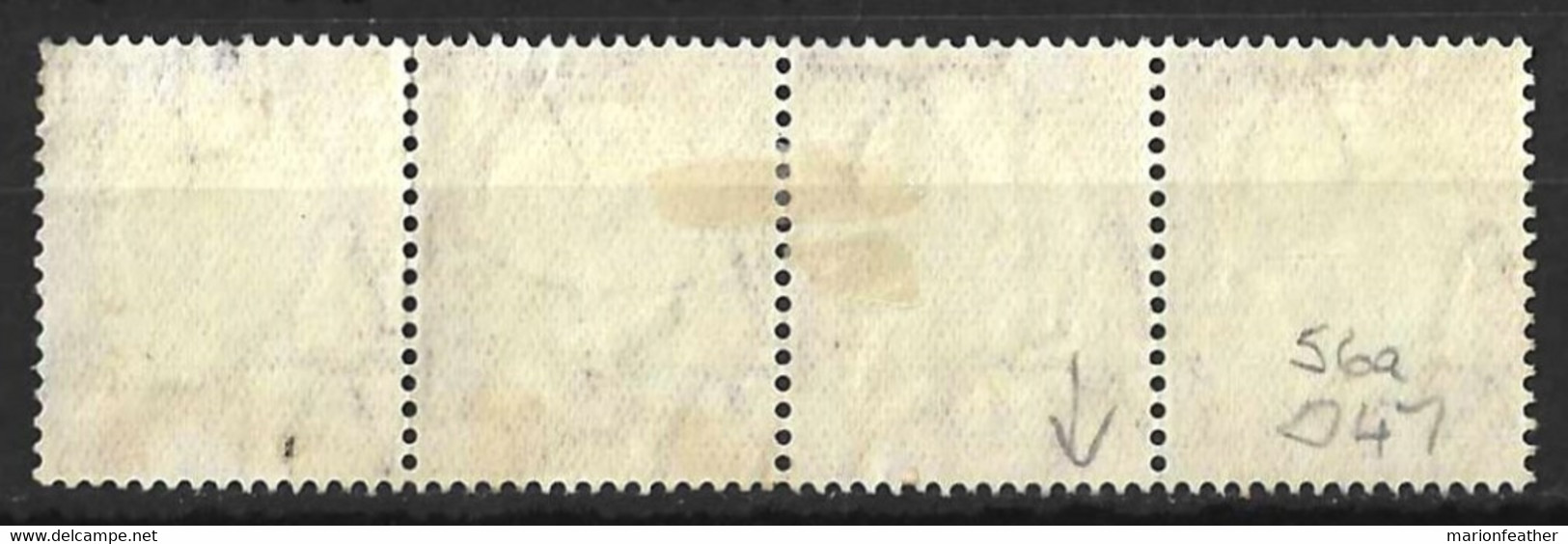 SOUTH AFRICA....KING GEORGE V...(1910-36..)...OFFICIAL..SG021...1d X WATERMARK INVERTED X STRIP OF 4...(CAT..£18..).VFU. - Service