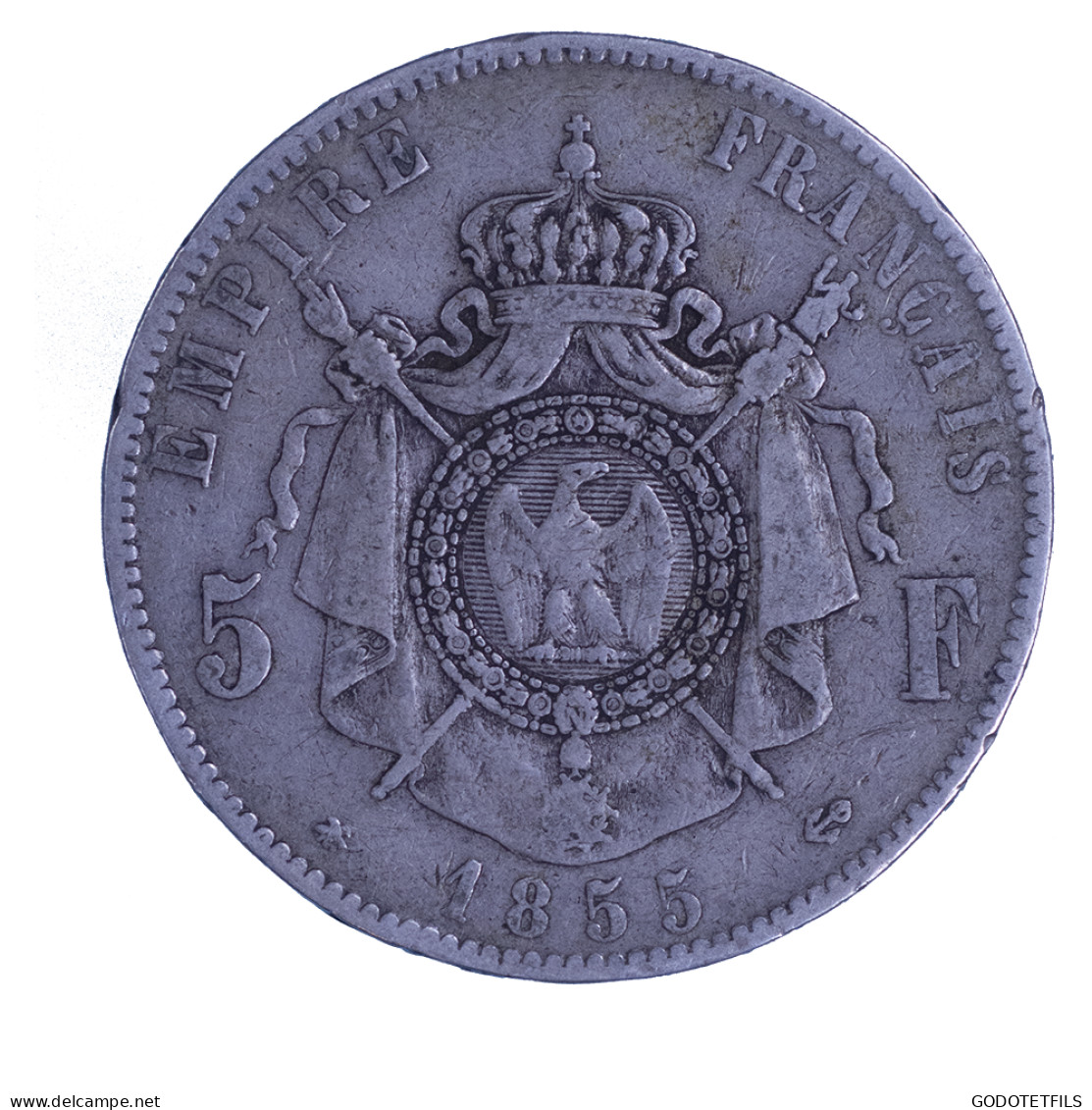 Second-Empire-5 Francs Napoléon III-tête Nue 1855 Strasbourg - 5 Francs